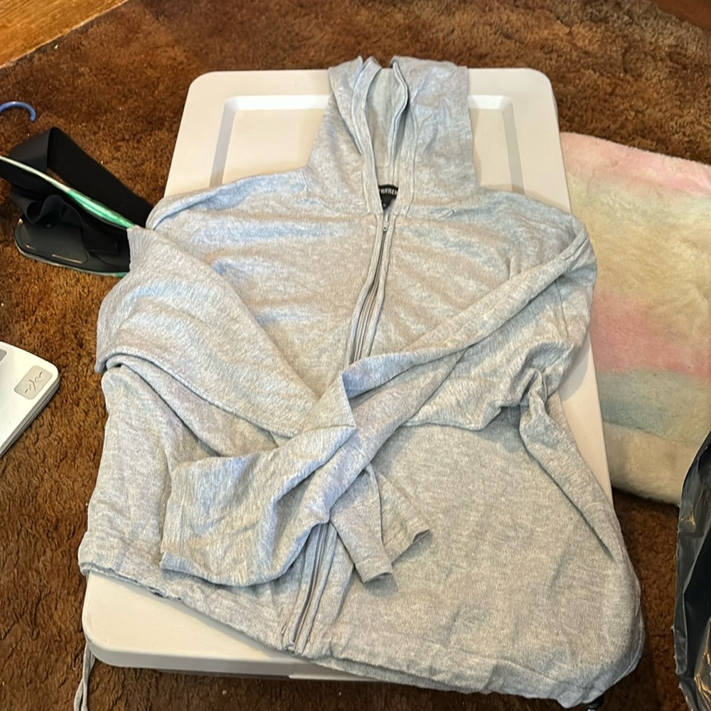 Pretty little thing gray zip up hoodie sinching bottom large